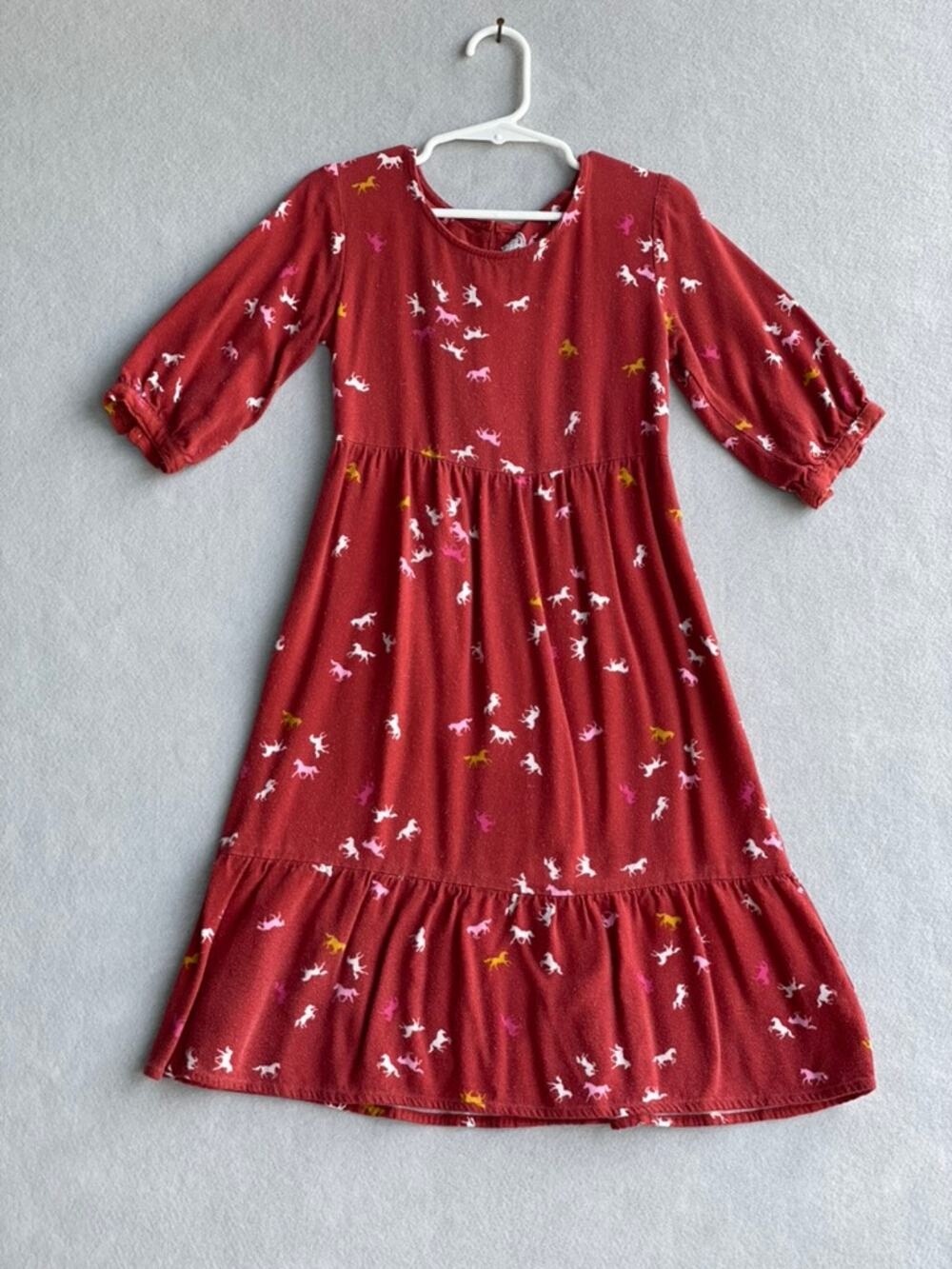 WONDER NATION GIRLS LONG SLEEVE HORSE PRINT DRESS - SIZE 4 XS/XCH